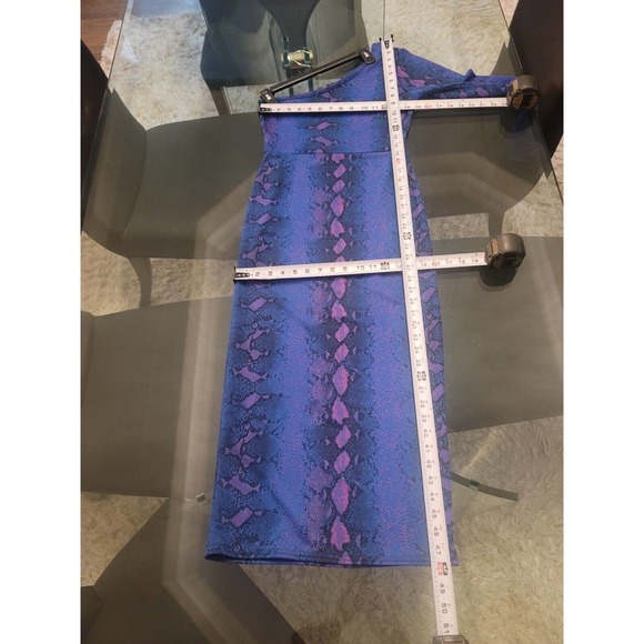 Missguided Womens Blue Snack Print One Shoulder Long Sleeve Knee Length Dress 6 - Picture 8 of 11